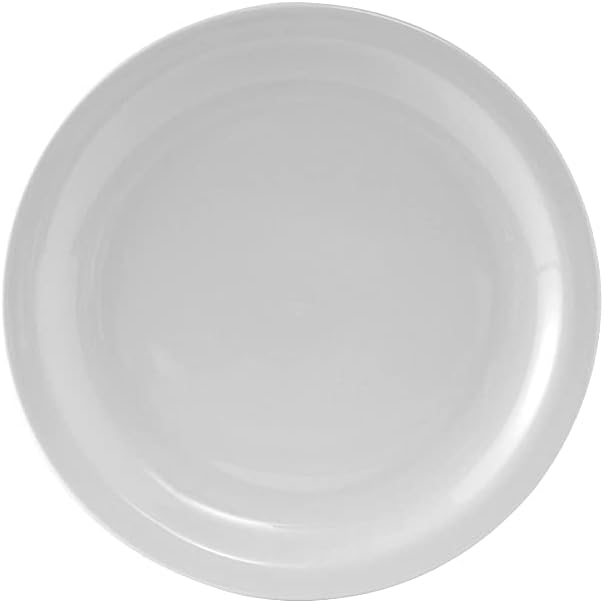 Tuxton China CLA-064 Plate, 6-1/2" Diameter, Round, Narrow Rim, Microwave and Dishwasher Safe, Oven Proof, Fully Vitrified, TuxCare, Healthcare, Colorado, Porcelain White, Pack of 36