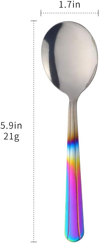 Bouillon Spoons Set of 12, 5.9 Inch Stainless Steel Soup Spoon, Metal Round - Image 7