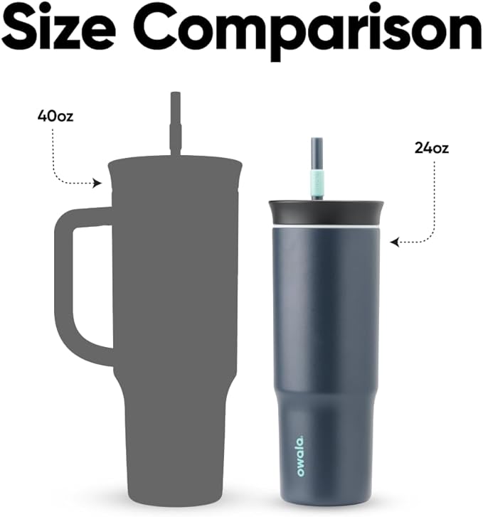 Owala Tumbler Stainless Steel Water Bottle 24 oz Foggy Tide | 2-in-1 - Image 6