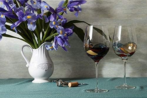 Bezrat Red Wine Glasses Set of 2, Hand Painted Wine Glass, Drinkware Essentials, 11" H, 28oz Wine Lover Large Glass, Glassware Gifts Ideas for Women Inspired by 'Duomo di Milano' Mothers Day (Red)