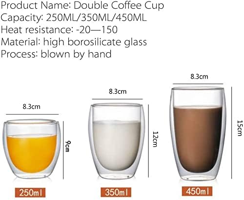 Asng Glass Coffee Mugs, Double Wall Insulated Thermal Cups Drinking Glasses - Image 7