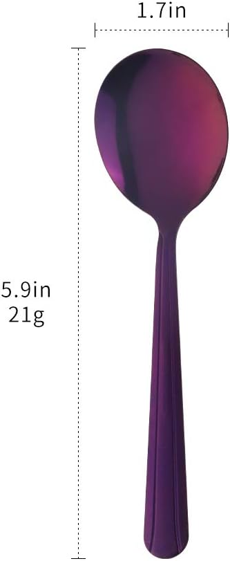 Bouillon Spoons Set of 12, 5.9 Inch Stainless Steel Soup Spoon, Metal Round - Image 7