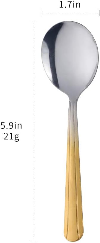 Bouillon Spoons Set of 12, 5.9 Inch Stainless Steel Soup Spoon, Metal Round - Image 7