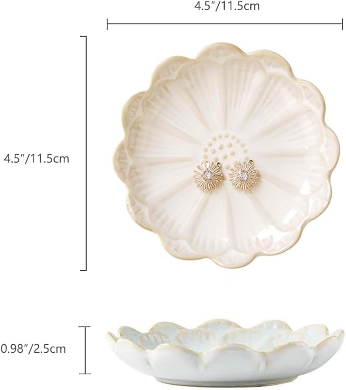 Lotus Ring Holder Dish Small Indoor Ash Tray, Ceramic Dessert Plate Trinket - Image 6