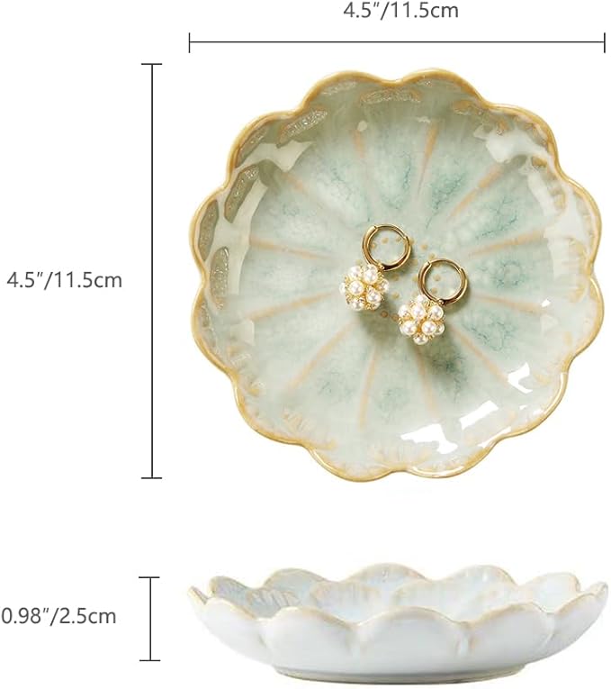 Lotus Ring Holder Dish Small Indoor Ash Tray, Ceramic Dessert Plate Trinket - Image 6