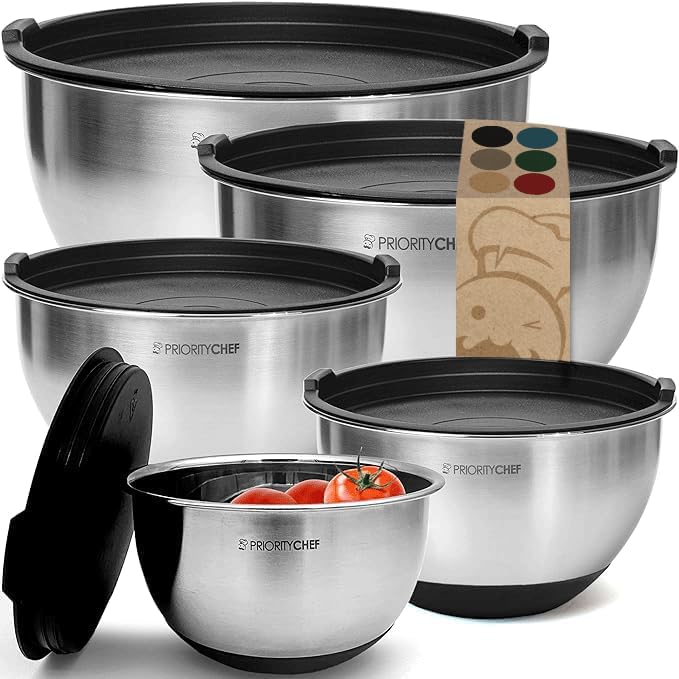 Premium Mixing Bowls With Lids Set, Airtight Lids, Thicker Stainless Steel - Image 8
