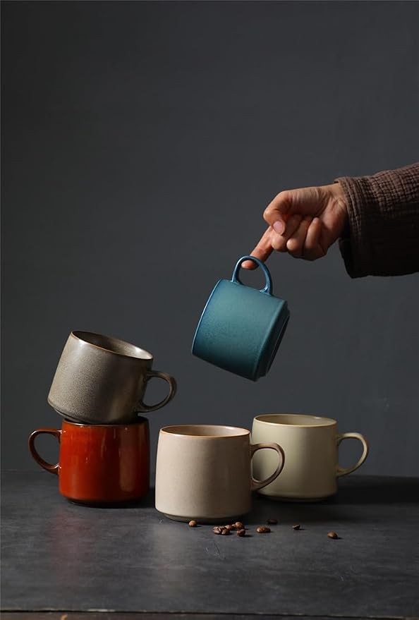 12oz Japanese Style Minimalistic Asian Rustic Reactive Glaze Ceramic Pottery - Image 8