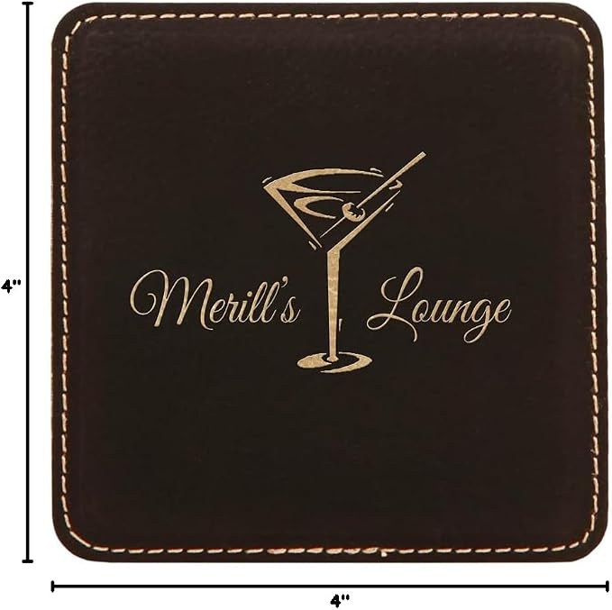 Custom Engraved Coasters | Personalized Leather Coaster | Set of 6 | Drink - Image 5