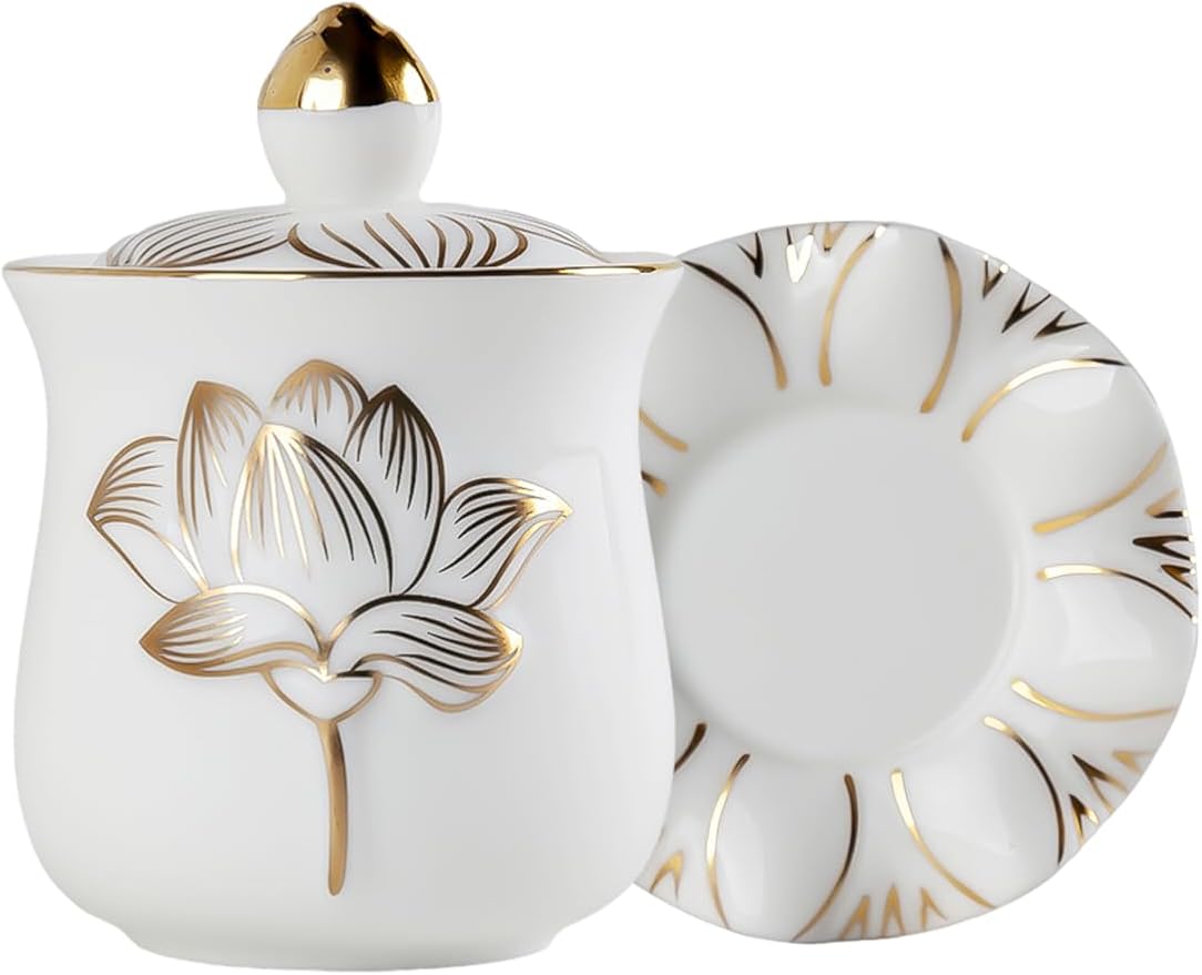 QINLANG White Buddha Water Cup, Ceramic Holy Water Offering Cup - Image 6