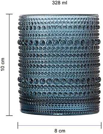 Khen Beaded Tumbler Drinking Glasses Set | Set of 6 | Vintage Hobnail 11 OZ - Image 9