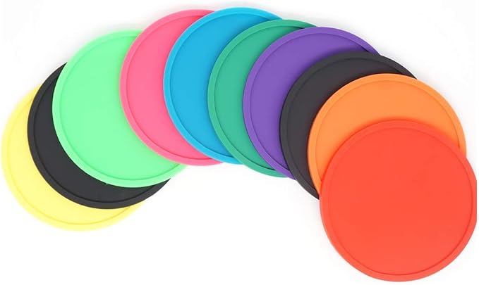 MIZORLIE 4" Non Slip Coasters, Mixed Color, Colorful Unique Slice Design - Image 7