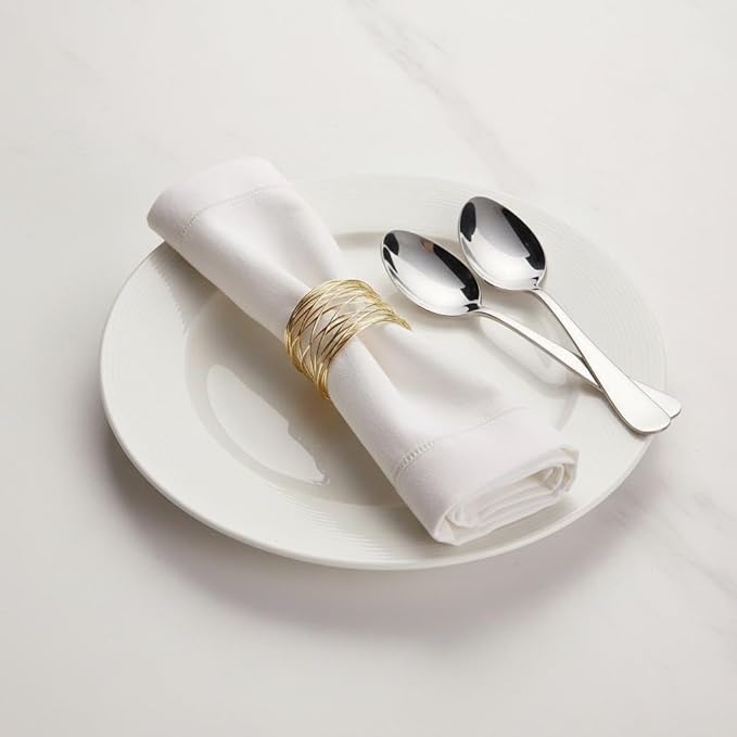 Napkin Rings Set of 12 Metal Gold Round Napkin Rings Buckles - Image 9
