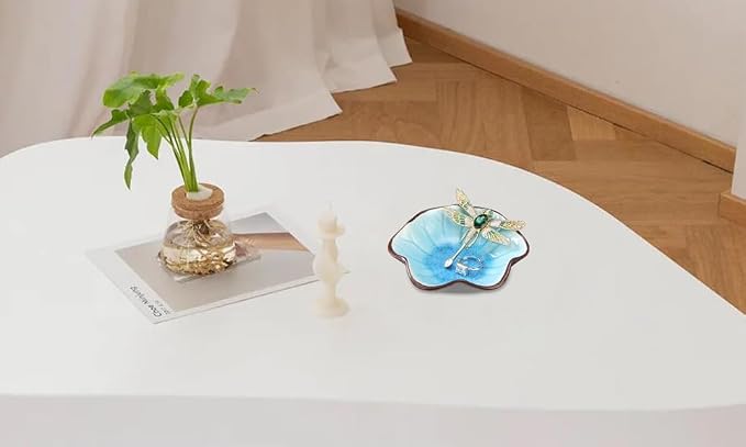 Ice Cracking Leaf Jewelry Dish, Decorative Ring Holder Small Trinket Tray Bowl - Image 7