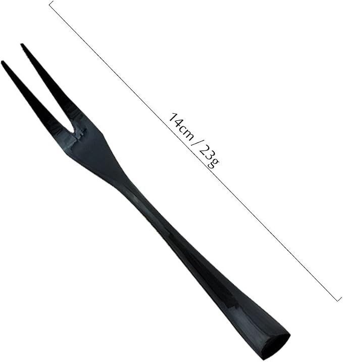 JASHII 18/10 Stainless Steel 6 Piece Mirror Polished Black Steak Fruit Fork - Image 2