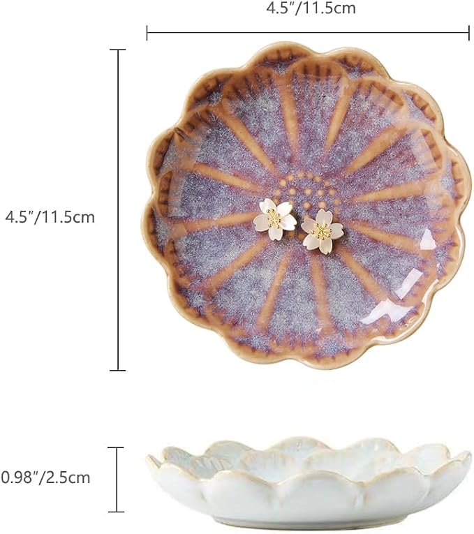 Lotus Ring Holder Dish Small Indoor Ash Tray, Ceramic Dessert Plate Trinket - Image 6