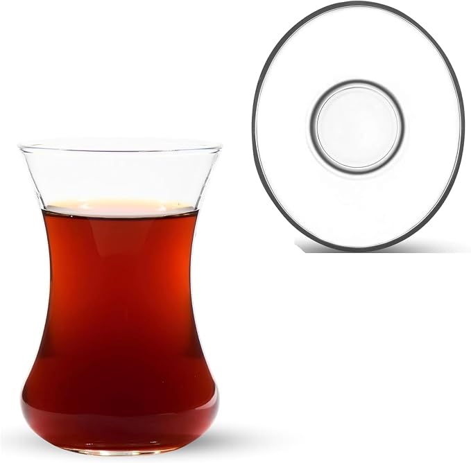 Tea Glass Set of 48 with Saucers, Small Clear Glass Tea Cups - Image 3