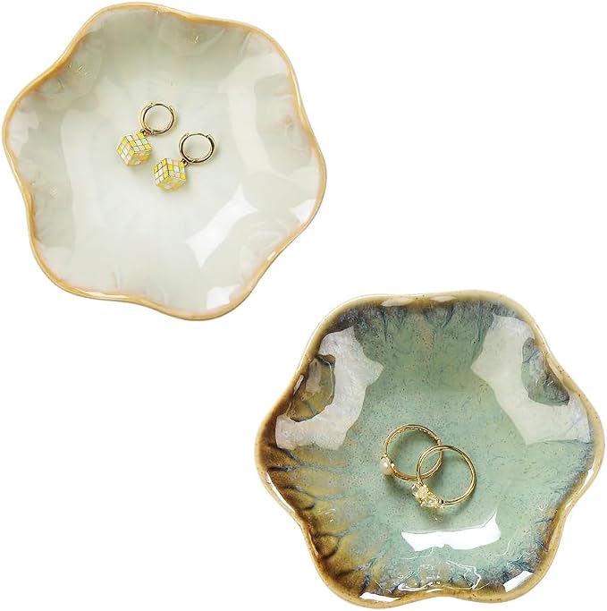 JAMEND CLXP Lotus Leaf Shape Ring Holder Dish, Small Key Bowl, Ceramic Trinket - Image 7