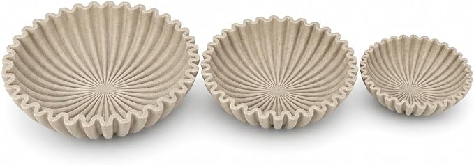 Decorative Bowl Set of 3, Fluted Resin Bowls - Image 7