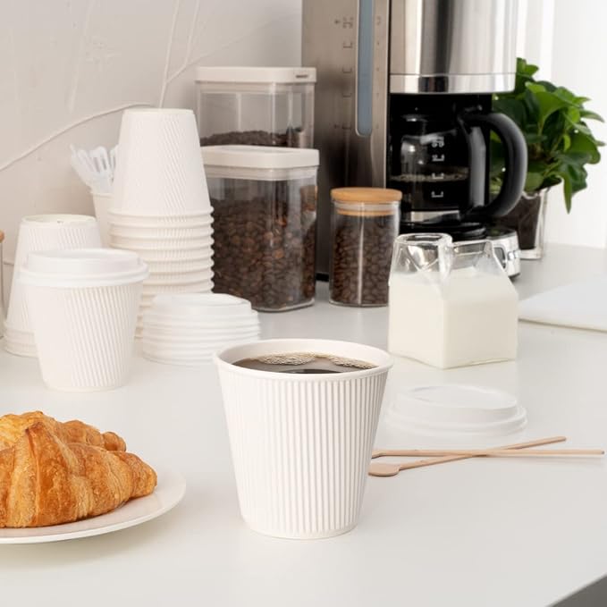 Restaurantware 8 Ounce Double Wall Disposable Coffee Cups, 500 Insulated White - Image 11