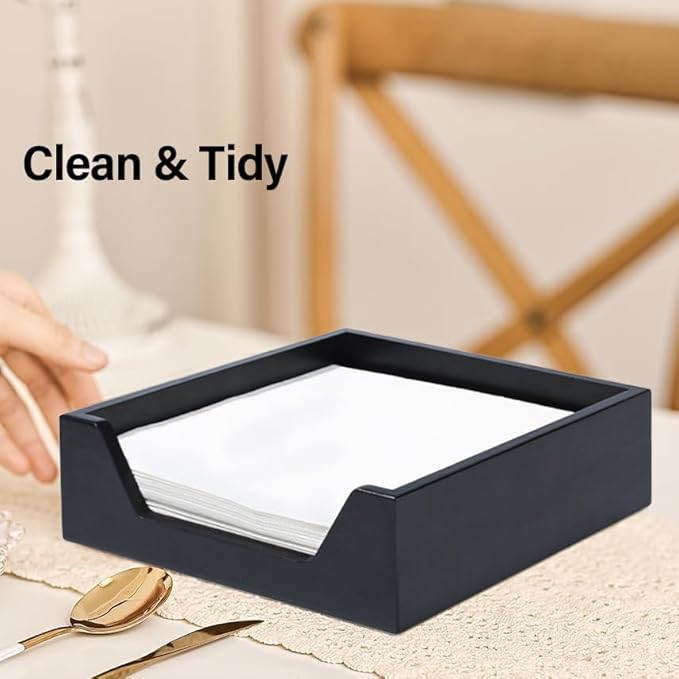 Napkin Holder for Table, 7.36" x 7.36" x 2.16" Wooden Napkin Dispenser | Napkin - Image 6