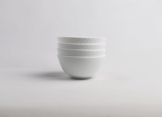 28 OZ Ceramic Soup Bowls for Kitchen White Diamond, Ultra light Set of 4 - Image 9