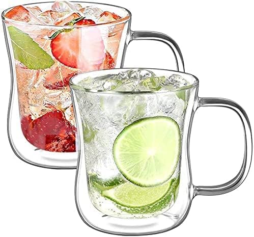 ecooe 12 oz Double Walled Glass Coffee Mug Latte Cappuccino Cups Set of 2 - Image 8