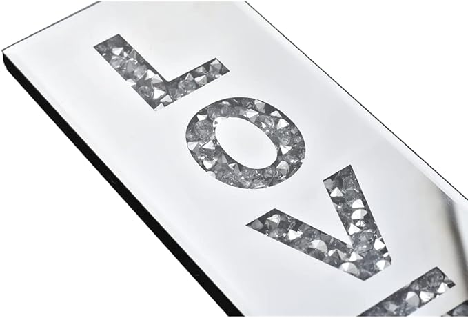 Pibeyer Crystal Crush Diamond Wall Candle Holder Set of 2, Silver Mirrored Candle Sconces Wall Decor, Love & Home Letter Home Decoration for Living Room,Dining Room and Bedroom
