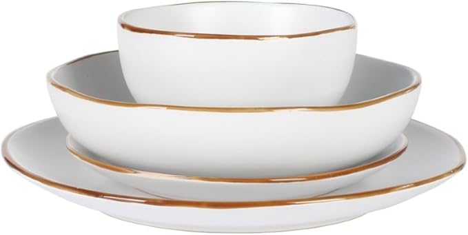 Gibson Home Hazeltine 16-Piece White Stoneware Dinnerware Set – Plates and Bowls - Image 7