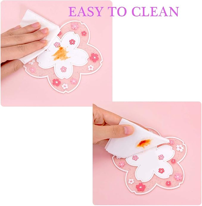Sakura Coasters Set of 4 Kawaii Cup Mat Anti-Skid Pot Bowl Pad Placemats PVC - Image 8