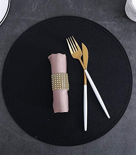 Set of 8 Faux Leather Round Placemats and Coasters, Coffee Mats Kitchen Table - Image 6