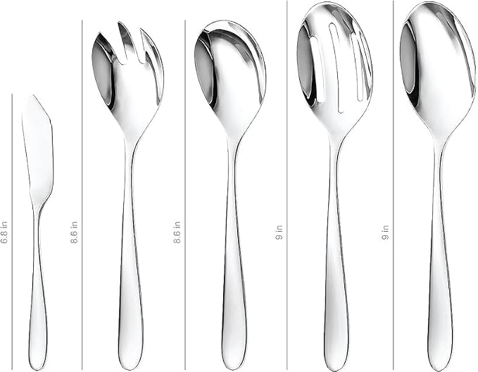 Serving Utensil Set – 18/10 Stainless Steel Serving Spoons, Salad Servers - Image 9