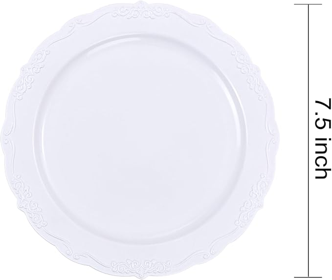 DaYammi 36PCS White Plastic Plates, Heavy Duty White Disposable Premium 7.5inch - Image 9