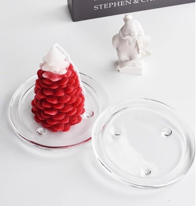 Glass Candle Holder Clear Beautiful Transparent Round Candle Plate - Image 8