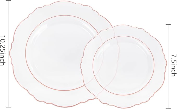 100pcs Rose Gold Plates Plastic Disposable - Image 8