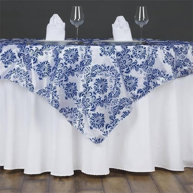 Efavormart 5pcs Royal Damask Flocking Square Tablecloth Overlay 60"x60" Square - Image 8