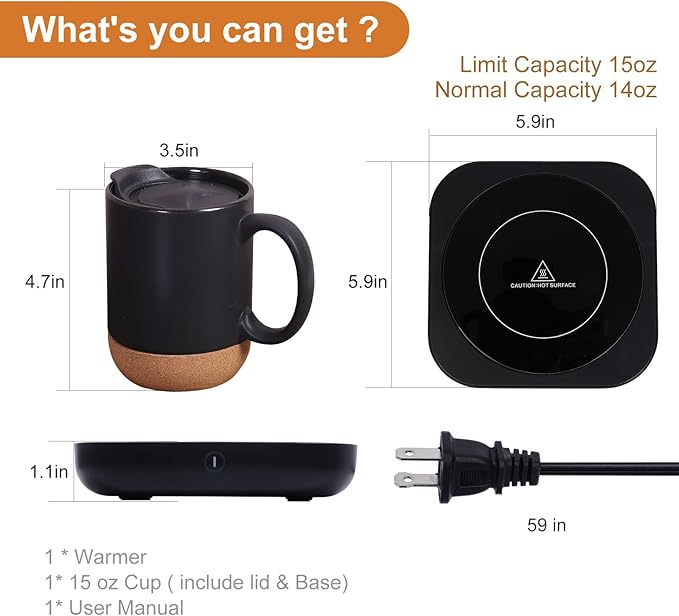Coffee Mug Warmer & Mug Set for Desk, Electric Coffee Cup Warmer - Image 7