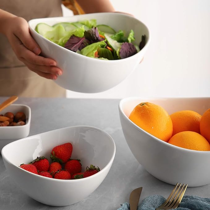Samsle Porcelain Large Serving Bowl Set, 48 Oz Big Salad bowls, Large Serving - Image 8