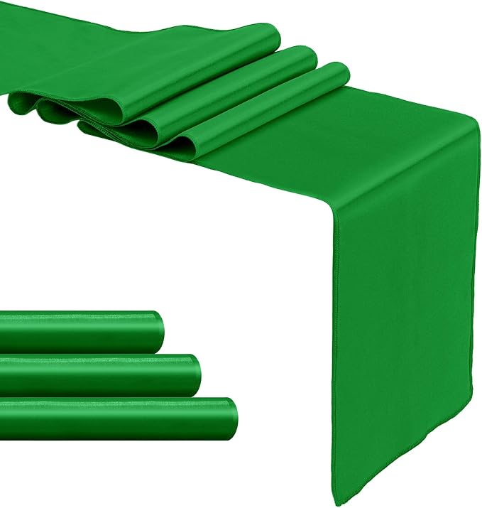 4-Pack Emerald Green Satin Table Runner 12 x 108 Inch Long Bright and Smooth - Image 8