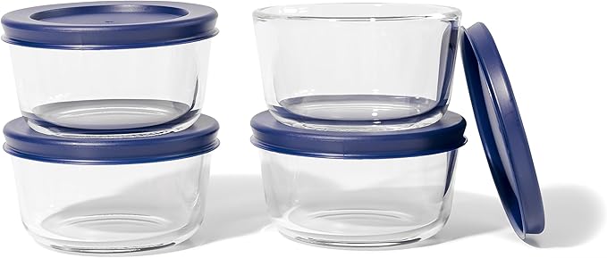 8-Piece Glass Food Storage Containers Set | 1-Cup, Leakproof | Microwave - Image 4