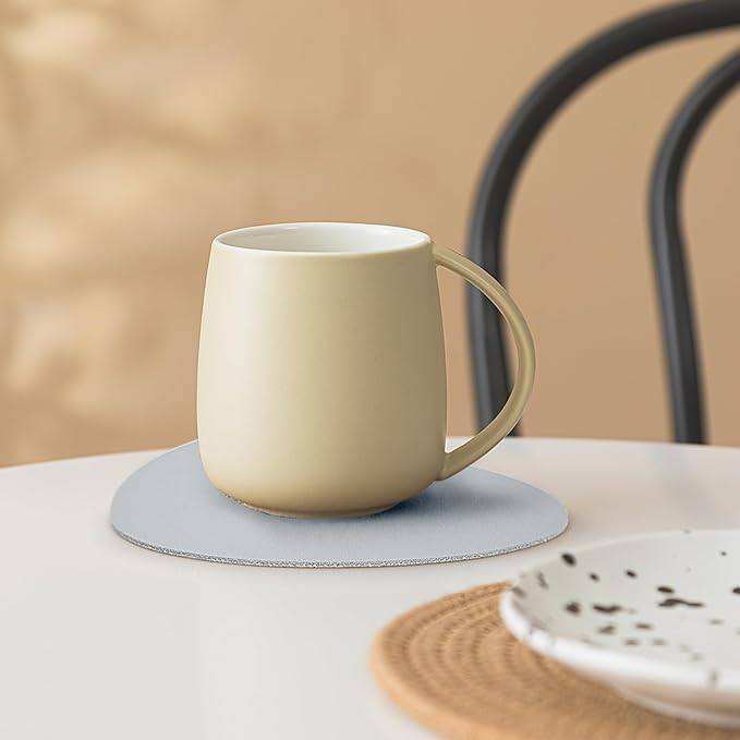 12 Sets Faux Leather Coasters for Drinks, Handmade Dual Sided Drink Coasters for Tabletop Protection, Non-Slip Washable Coasters for Tea Cup Living Room Office Desk Decoration(Grey and Brown)