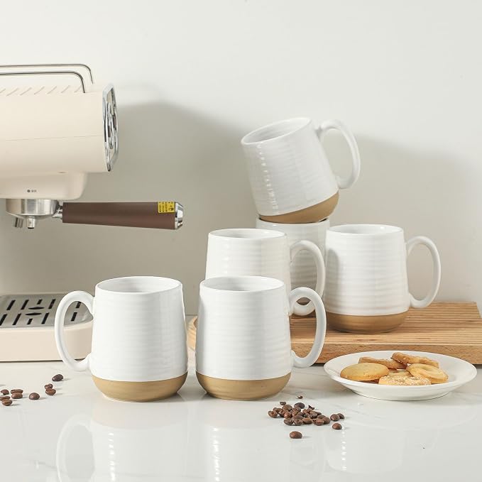 HASENSE Porcelain Coffee Mugs Set of 6, 15 Ounce Large Ceramic Coffee Cups Set - Image 7