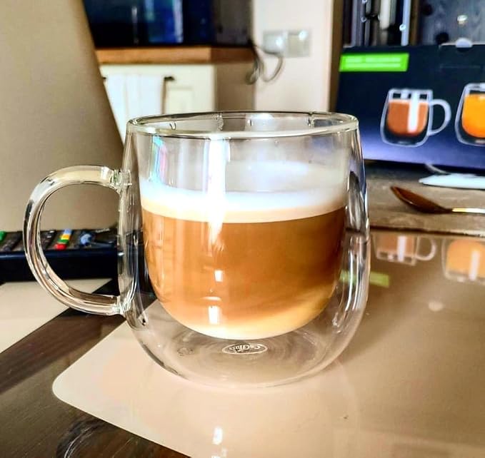 CNGLASS 12oz Double Walled Glass Coffee Mugs, Glass Espresso Mugs - Image 8