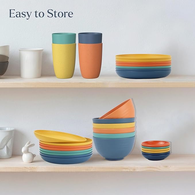 Wheat straw plates and bowls sets of 16 - Image 8