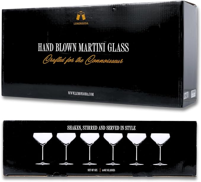 LEMONSODA Hand Blown Nick & Nora Crystal Martini Glasses, Cosmopolitan - Image 6