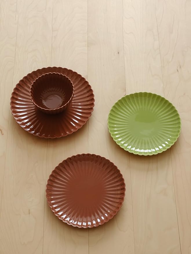 WENSHUO Flower-Shaped Daisy Bowl Set, 5.5" D × 2.9" H,17 fl oz Melted Caramel Color - Pack of 4,Ceramic Small Cereal Bowls Dishwasher & Microwave Safe