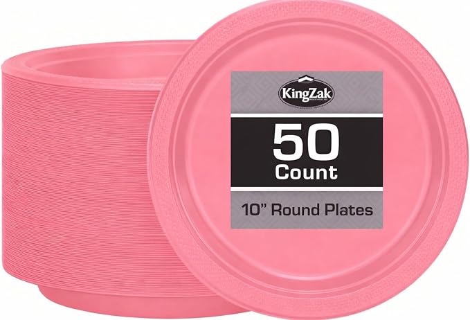Pink Solid Color Premium Heavy Weight Plastic 50 Count by HannaKSignature