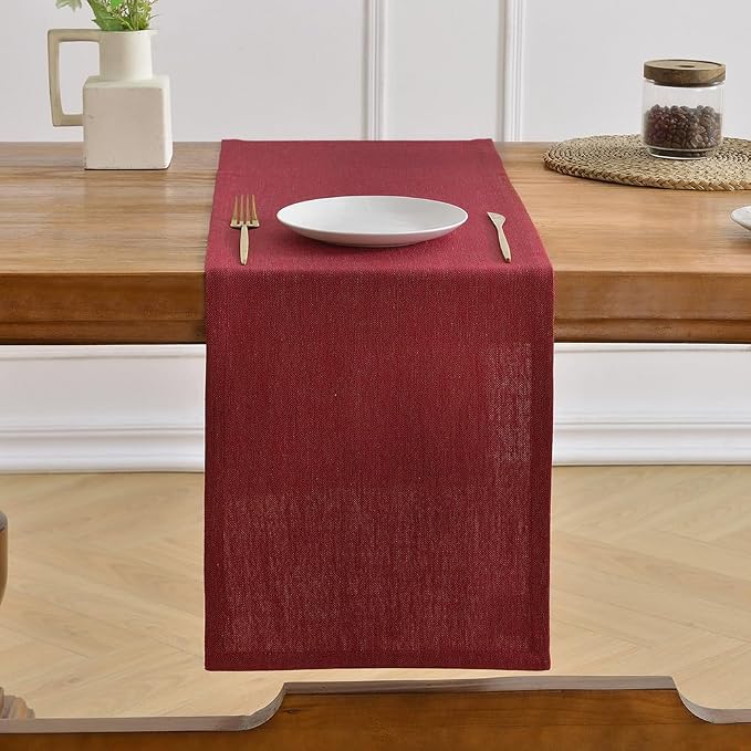 Wracra Linen Table Runner, Burlap Red Table Runners 60 Inches Long | Rich Woven - Image 6