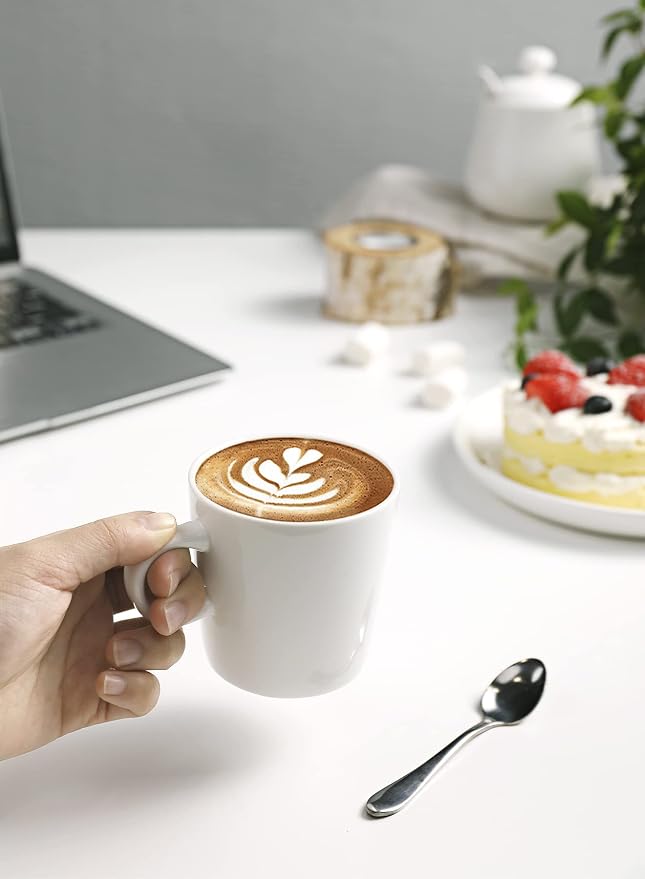 Sweese 5oz Porcelain Espresso Cups Set of 4, Mini Coffee Mugs Demitasse Cups - Image 8