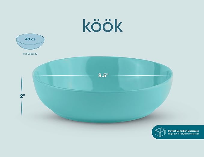 KooK Pasta Bowl, Salad Bowls, Serving Bowls, Large Capacity, Microwave & - Image 5