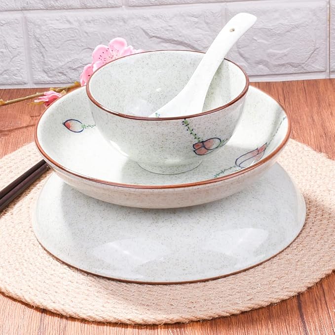 4-Piece Ceramic Dinnerware Set, Japanese Hand-painted Tableware set, A Good - Image 8